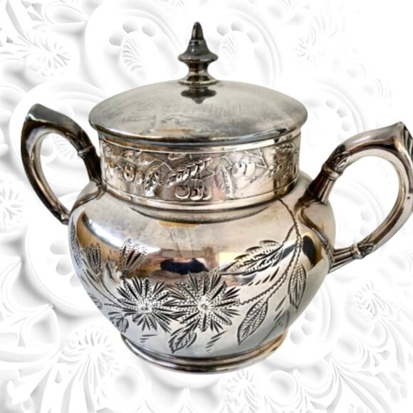 Antique C Rogers & Bros Tea Coffee Set Sugar & Creamer 4 Pieces Silverplate - Picture 12 of 16